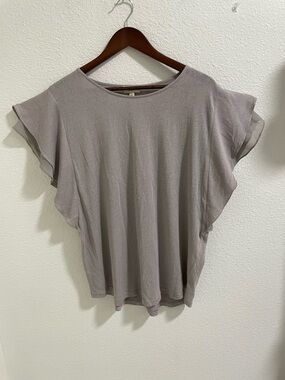 Ott Relaxed Flutter Sleeve Tee - Taupe